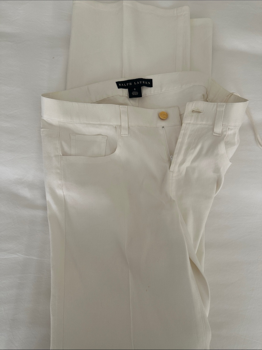 Ralph Lauren Ivory Straight-Leg Trousers